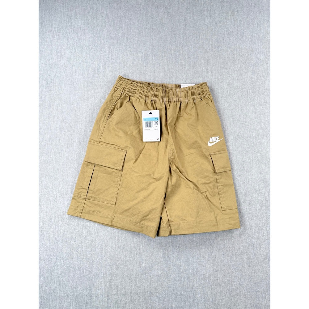Nike Kids Sportswear Cargo Shorts Khaki Tan Ripstop Loose Fit IF2840-297 Medium